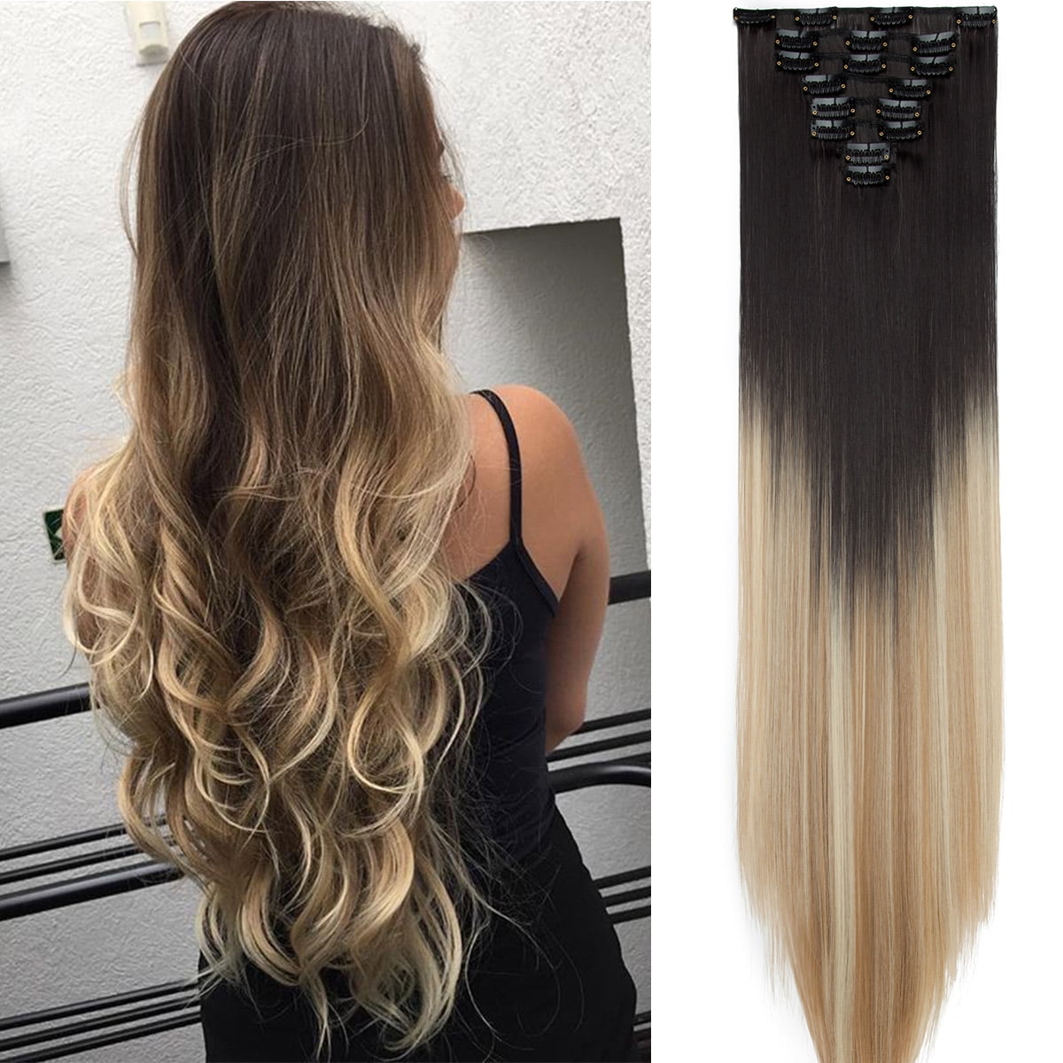SEGO Clip in Hair Extensions Straight Full Head Real Hair 8 Hair Pieces 18 Clips For Women Hollywood Hair Accessory Blonde/Golden/Red/Purple/Pink/Blue/Black SEGO Clip in Hair Extensions Straight Full Head Real Hair 8 Hair Pieces 18 Clips For Women Hollywood Hair Accessory Blonde/Golden/Red/Purple/Pink/Blue/Black