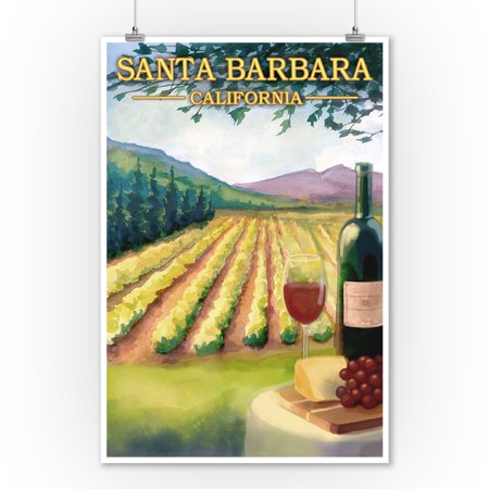 Santa Barbara, California - Wine Country - Lantern Press Poster (9x12 Art Print, Wall Decor Travel