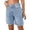#039-Light Blue, variant on Women's Frayed Denim Shorts Mid Rise Raw Hem Knee-Length Jean Shorts