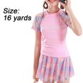 thumbnail image 2 of Traje de baño rosa para niñas Traje de baño dividido deportivo colorido Conjunto de natación de manga corta, 2 of 7