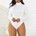 thumbnail image 3 of Fesfesfes Jumpsuit for Women Solid Color Turtleneck Long-Sleeved Skinny Slim Jumpsuit, 3 of 7