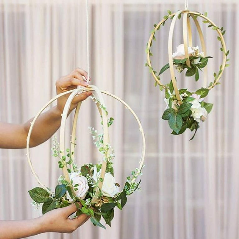 1Pcs Wooden Bamboo Floral Circle Hoop Macrame Hoop Wood Rings for Wedding  Party Home DIY Flower Wreath Dream Catcher Frame Decor