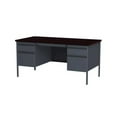 thumbnail image 4 of Alera Double Pedestal Steel Desk, 60" x 30" x 29.5", Mahogany/Charcoal, Charcoal Legs, 4 of 5