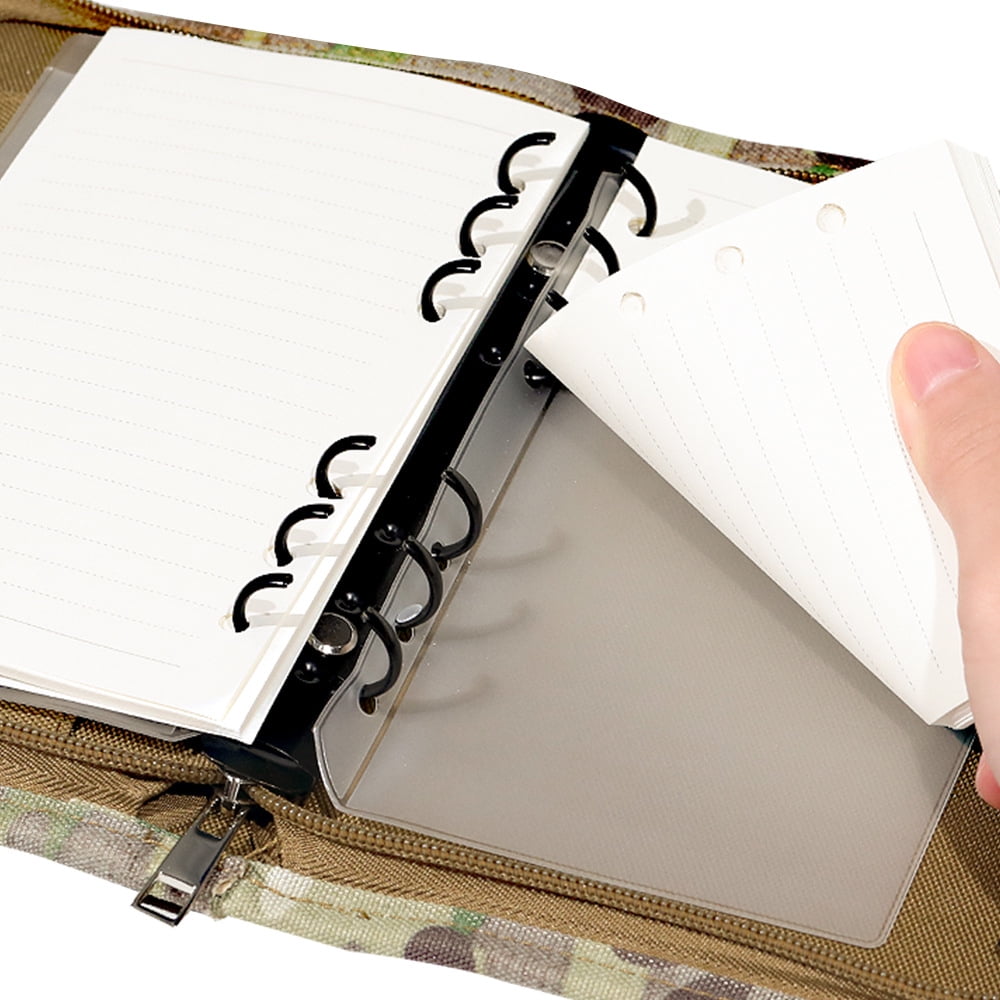 Padfolio Ring Binder of Loose-Leaf Paper, Weatherproof, Tactical Notebook with Zippered for Folders, Business Cards Refillable 6-Ring Notepad(A6 Size)(20.3*14*2.8cm, Only one laptop sleeves)
