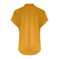 thumbnail image 4 of Tunic Tops Women Cotton Linen Casual Short Sleeve 1/4 Button Henley V Neck Shirts Loose Fit Summer Beach Vacation Blouse Saffron 3XL, 4 of 4