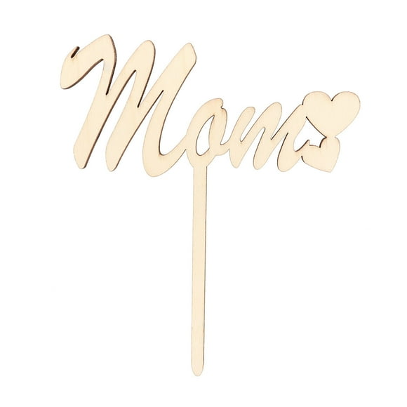 CIMAXIC birthday MOM Hearts Cake Toppers Sticks Wooden Mother's Day Cake Signs Picks for Mom's Birthday,5.75"X5"X0.16"