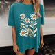 thumbnail image 5 of Faldas Cortas para Mujeres, Impresión de Flores Casual Oversized Camiseta de Manga Corta Top Hecho de 95% Poliéster 5% Spandex para Primavera Verano, Falda Corta de Verano, 5 of 7