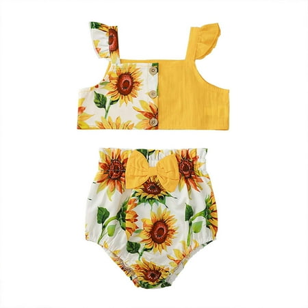 

Penkiiy Newborn Baby Girl Clothes Sunflower Leopard Jumpsuit Romper Summer Bodysuit Baby Girl Summer Backless Jumpsuit 9-12 Months Yellow On Sale