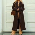 thumbnail image 7 of Women's Solid Color Long Plush Anti-Freeze Suede Wool Coat for Fall and Winter, Warm and Stylish for Cold Weather,Coffee,XL, 7 of 7