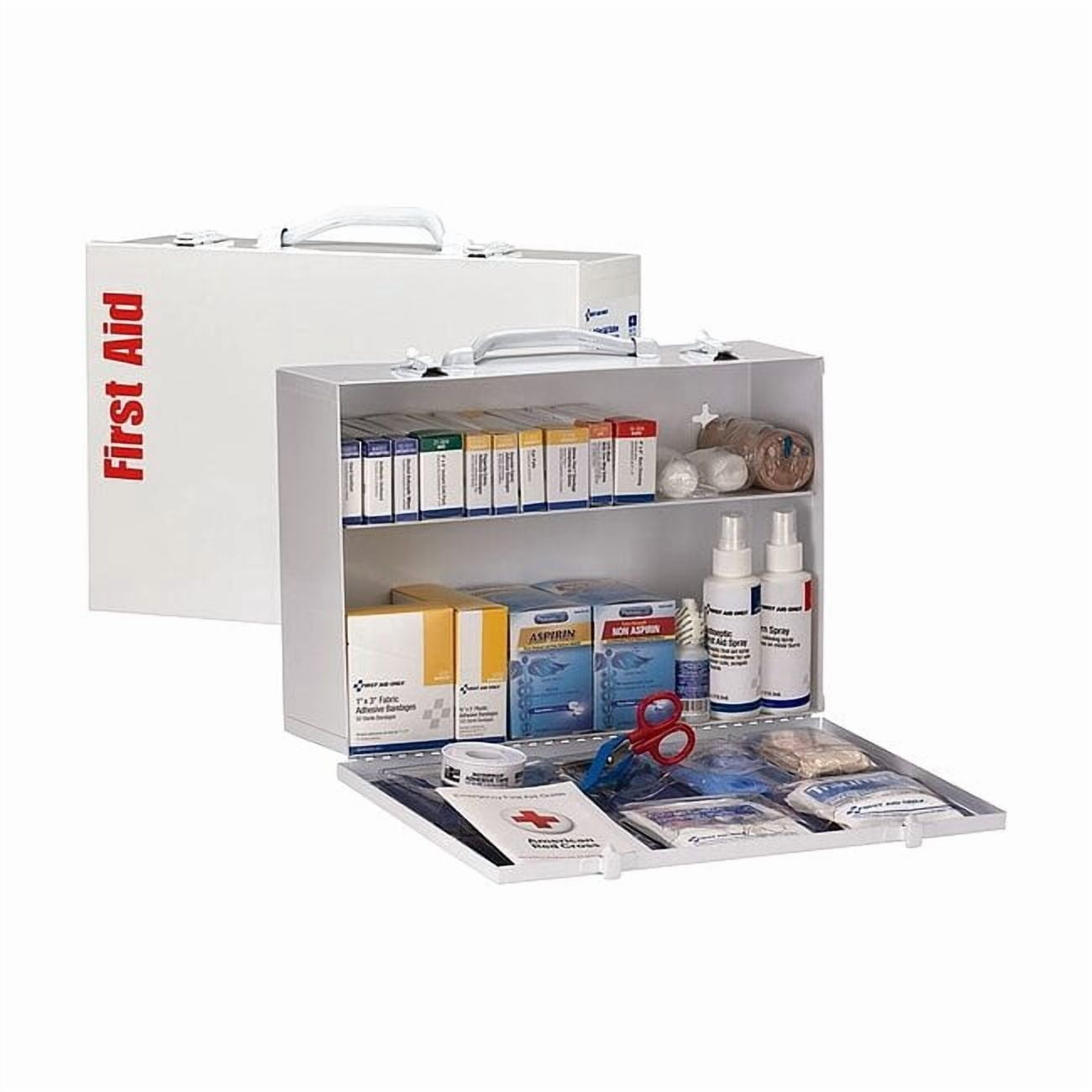 First Aid Kit and Housing, Metal Cabinet, 348 Components, 75 People Served 91337