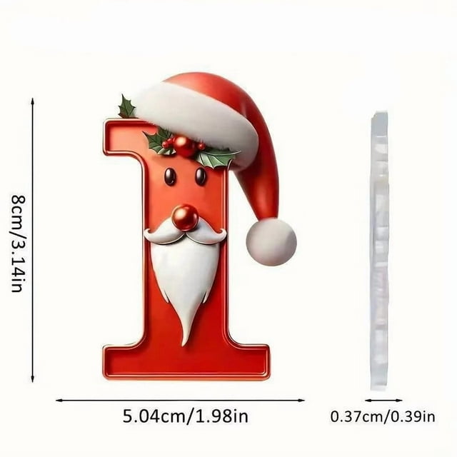 26-Pack Santa Hat And Beard Alphabet Christmas Tree Ornaments Festive Hanging Decorations
