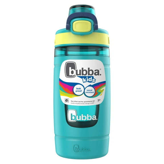 Bouteille d’eau pour enfants Flo bubba, 473 ml, large ouverture, manchon en silicone, couvercle à bouton-poussoir