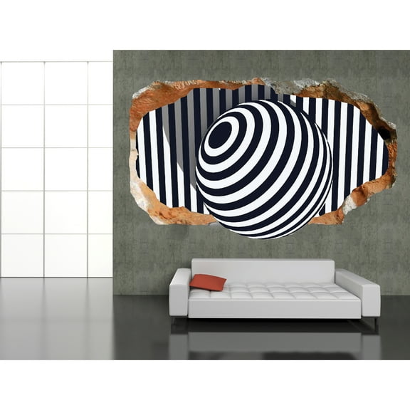 Startonight 3D Mural Wall Art Photo Decor Black and White Ball Amazing Dual View Surprise Wall Mural Wallpaper Bedroom Abstract Art Large 47.24 ‘’ By 86.61 ‘’
