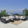thumbnail image 3 of Santa Cruz Outdoor 12-Pc Dark Brown Wicker Sectional Sofa Set with Beige Cushion, 3 of 13