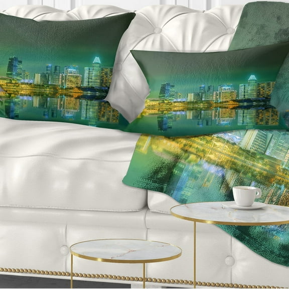 Designart Singapore View from Marina Bay - Skyline Photo Throw Pillow - 12x20