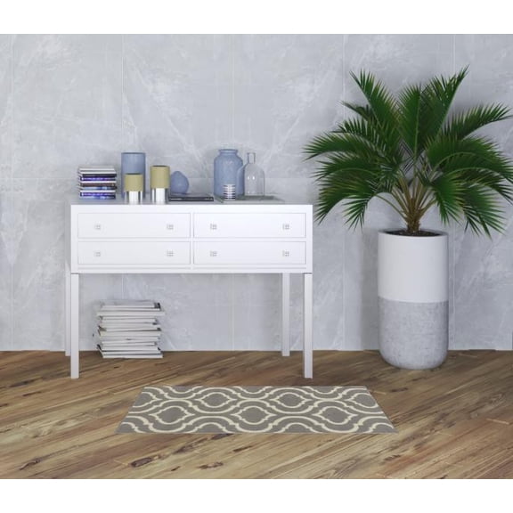 2' X 4' Gray Moroccan Power Loom Area Rug