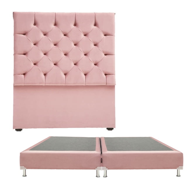 Box Base Cama King Size + Cabecera Capri Palo de Rosa Dicasa Dante
