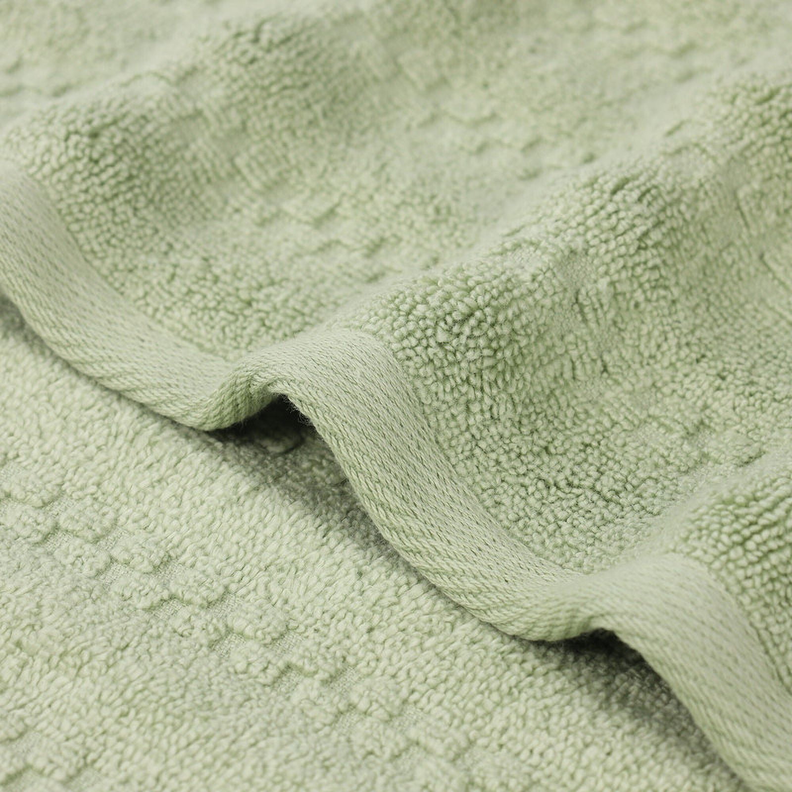 Superior Zuma Waffle Textured Stripes Zero Twist 6 Piece Towel Set, Green