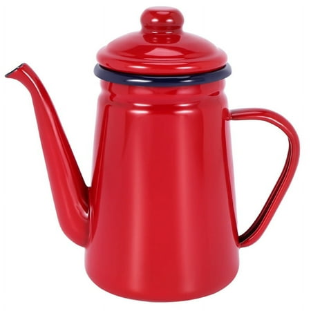 

1.1L High-Grade Enamel Coffee Pot Pour over Milk Water Jug Pitcher Barista Teapot Kettle for Gas Stove and Induction Cooker Red