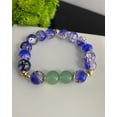thumbnail image 2 of 10mm Royal Blue Crackle Glass Bracelet w Green Aventurine  Gold Filled beads, 2 of 4