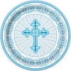Radiant Cross Religious Party Plates, 9 in, Blue, 8ct