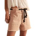 thumbnail image 2 of Women's Denim Drawstring Pockets High Rise Knee Length Pants Jorts Shorts for Casual Summer Orange S, 2 of 8