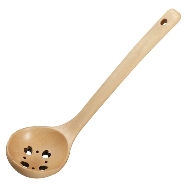 Cuchara de cocina con aislamiento de madera, mango largo, gruesa, resistente al calor, cuchara de sopa de madera