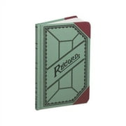 Angle View: Boorum & Pease Miniature Account Book, Green/Red Canvas Cover, 200 Pages, 9 1/2 x 6