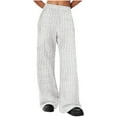 thumbnail image 2 of Kureaily Ribbed Wide Leg Pants With Pockets Casual Relaxed Comfy Loose Soft Knit Pajama Pants Women Lightweight Pants, 2 of 4