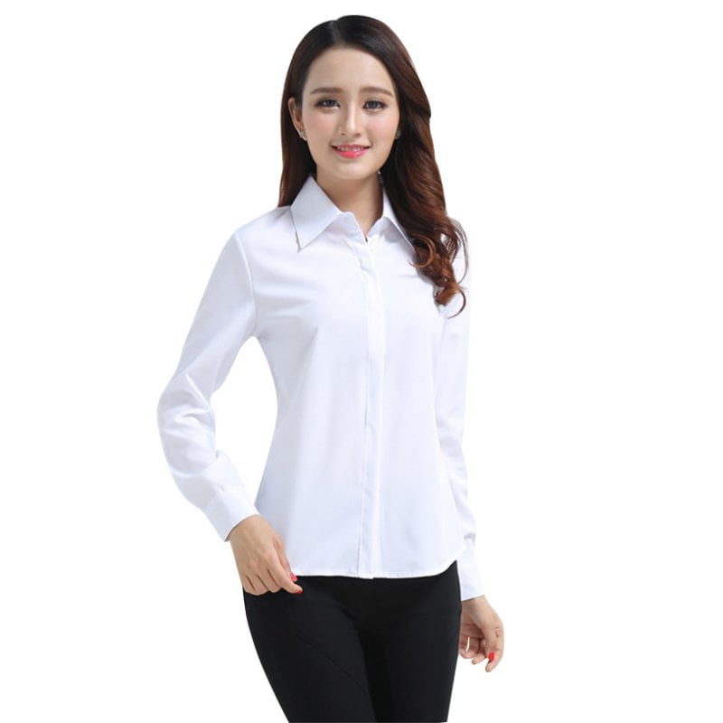 white long sleeve shirt womens formal