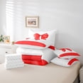 thumbnail image 6 of Feelyou Red Princess Bowknot Bedding Comforter Set 7pcs, Kawaii Dreamy Bow-tie King Bedding Sets, Fairy Tale Style Reversible Bed Sheets, Ultra Soft Bedroom Decor, 6 of 8