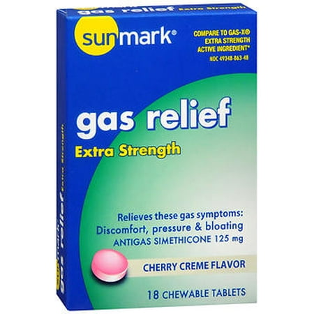 tablets sunmark flavor creme chewable relief strength cherry gas extra