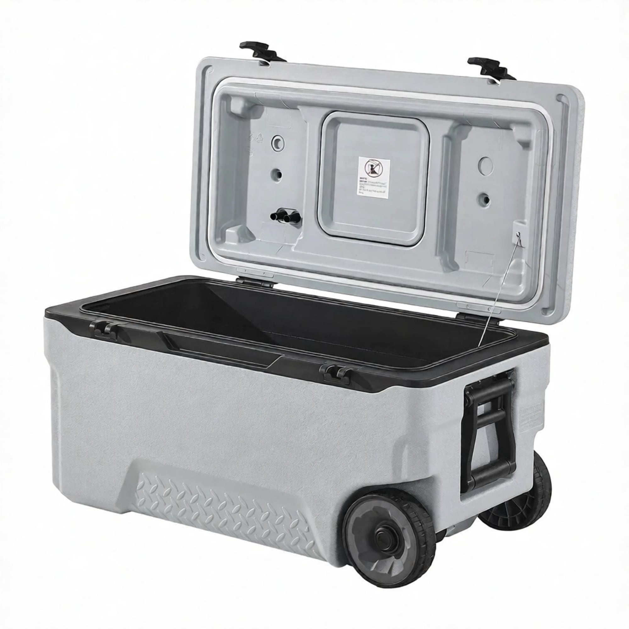 74 QT Portable Wheeled Cooler, Cup Holder & Sturdy Handles, for Family Picnics & Long Trips