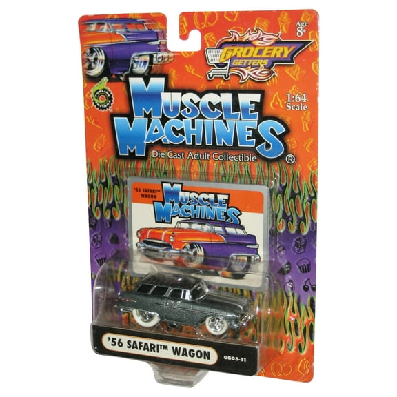Muscle Machines Grocery Getters (2003) Silver '56 Safari Wagon Toy Car