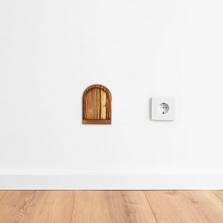 OULII Self Adhesive Wooden Kitchen Wall Switch Cover in Coffee Color with Door Design