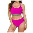 thumbnail image 2 of Linfrsh Womens Sexy Bikini Sets Two Piece Cheeky Swimsuits Cute Cutout String Bathing Suits Hot Pink,M, 2 of 7