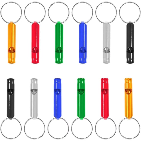 SharkTRUE 12Pcs Aluminum Emergency Whistle with Keychain - Loud Survival Signal for Hiking, Camping & Outdoor Safety Random Color