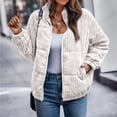thumbnail image 5 of NAYTOAO Women's Bomber Jacket Corduroy Ribbed Quilted Zip Up Long Sleeve Winter Coat Fall Outerwear Tops with Pockets Beige L, 5 of 5