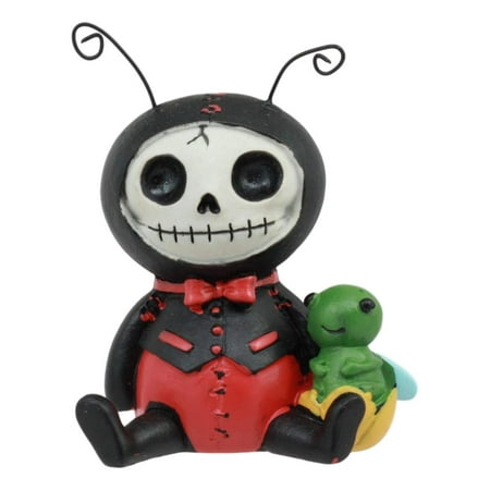 Ebros Furry Bones Dots The Ladybug in Black Tuxedo with Red Polkadots Skeleton Monster Collectible Figurine 3