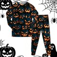 thumbnail image 2 of NOEGOEU Kids Boys Girls Halloween Pajamas Long Sleeve Top and Pants Sleepwear Set 2-9Y (Black,4-5 Years), 2 of 7