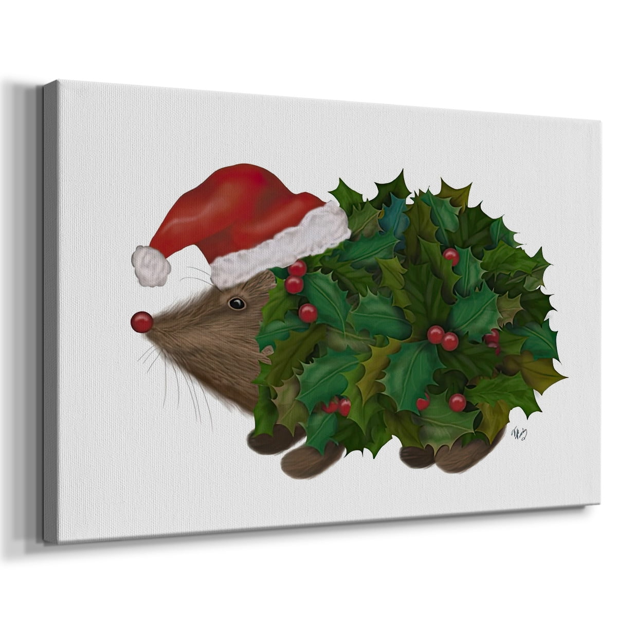 Christmas Holly Hedgehog- Gallery Wrapped Canvas