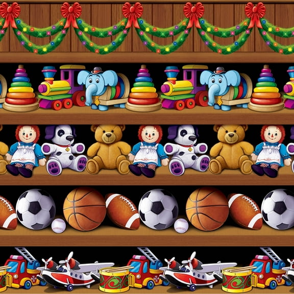 Beistle Santa's Workshop Christmas Wall Backdrop - 4' x 30' - Pack of 6