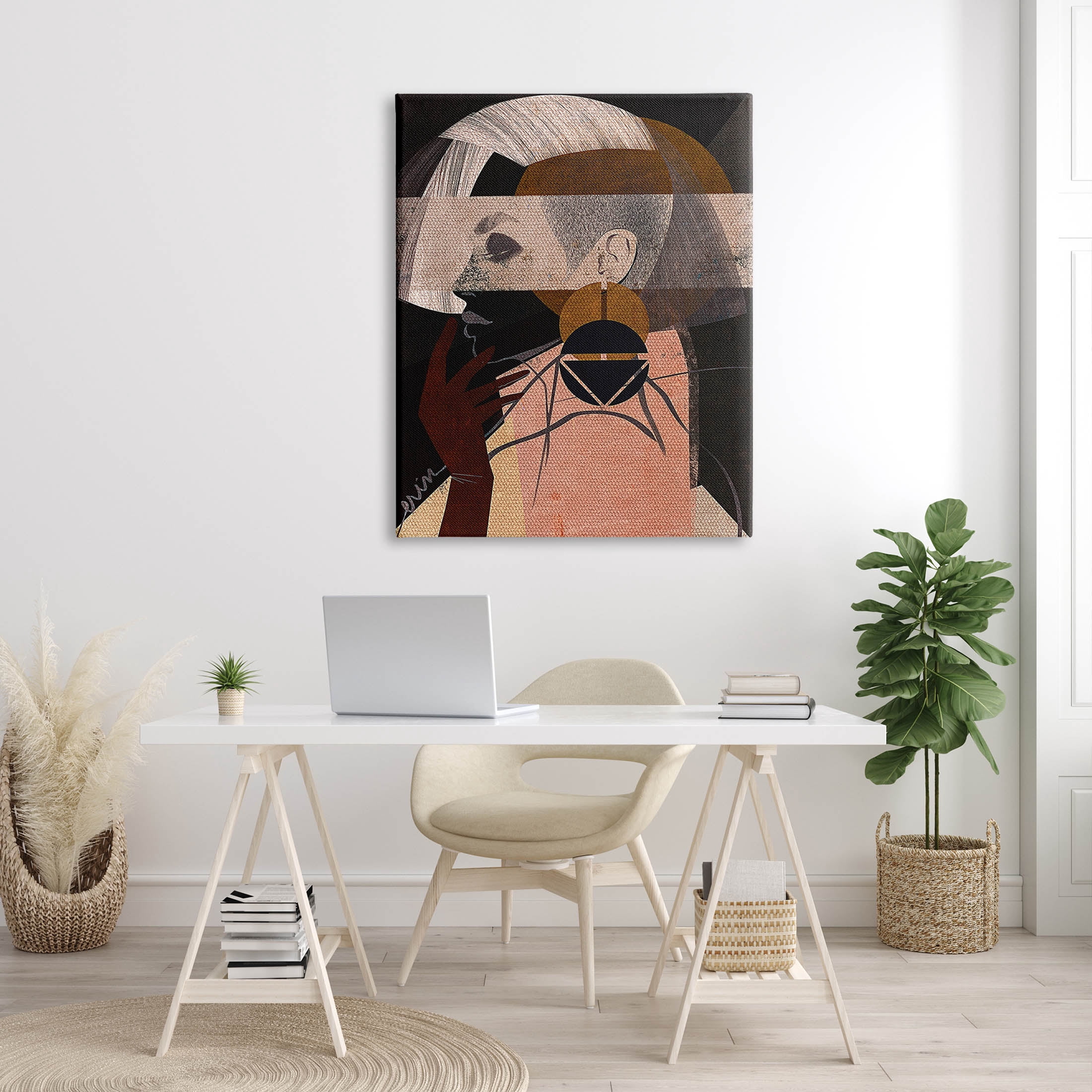 Layered Collage Woman Portrait Abstract Graphic Art Gallery Wrapped Canvas Print Wall Art