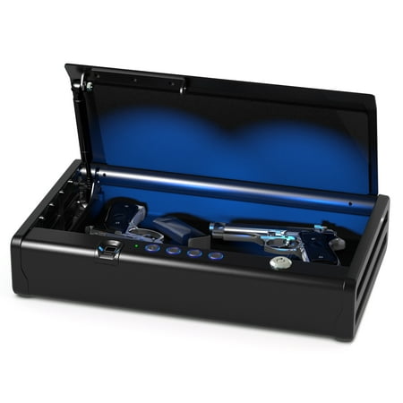 SentrySafe QAP2BLX Biometric Pistol Safe with Interior Light 2 Pistol Capacity