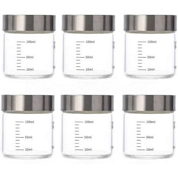 Tian Qi Glass Juice Bottles with Lids 3oz,Juicing Bottles Reusable Glass 100% Leakproof for Juicing,Water,Kombucha,Milk,Milkshake,Coffee,Borosilicate Glass,6 Pack,Dishwasher Safe clear clear clear