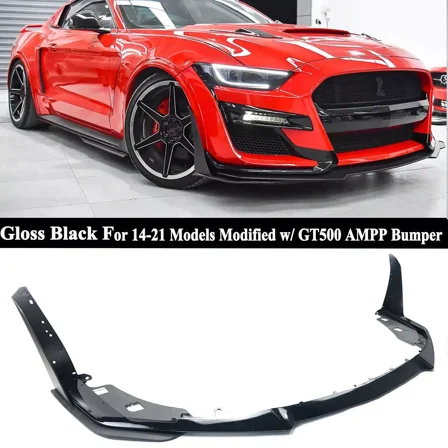 For Ford Mustang 2014-2021 Modified W/ GT500 AMPP Bumper Front Lip & Winglet Gloss