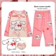 thumbnail image 3 of Conjunto de pijama de dibujos animados para niños, ropa de casa, pantalones de manga larga, cuello redondo, cómodo, Kawaii, regalo para niños, Kuromi Pochacco Hellokittys, 3 of 5