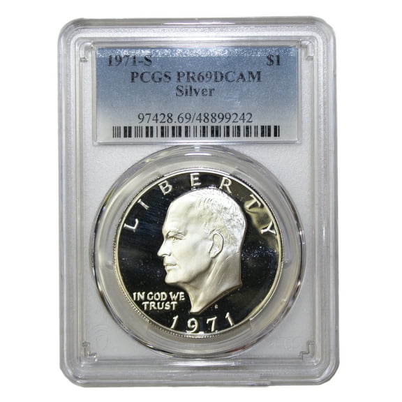 1971 Silver Eisenhower Dollar PCGS PR69DCAM Proof Coin