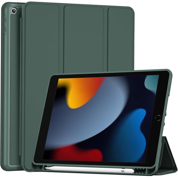 Procase Smart Case with TPU Back for iPad 10.2", Shockproof Case Compatible with iPad 7th/ 8th/ 9th Gen 10.2" -Dark Green