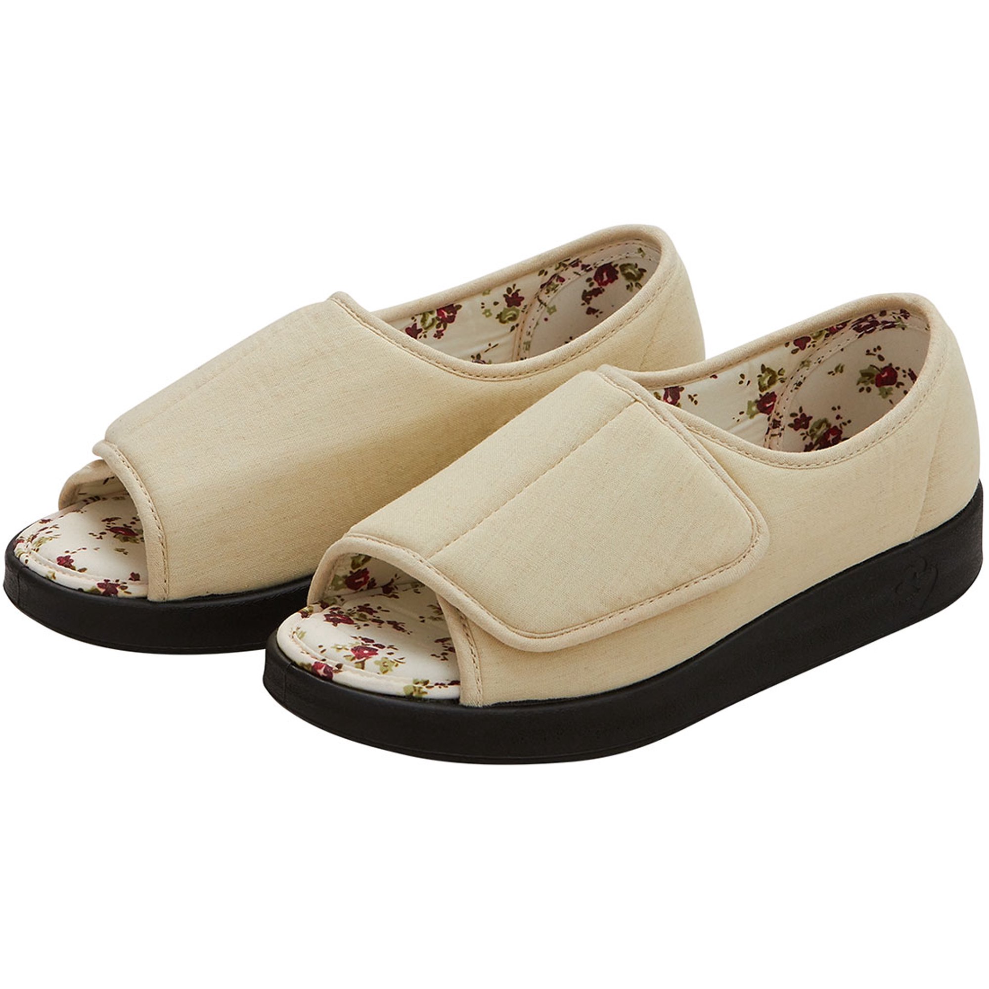 Pantoufles Femme Mousse à Mémoire Velours Côtelé Réglables - Chaussons Bout Ouvert Confortables
